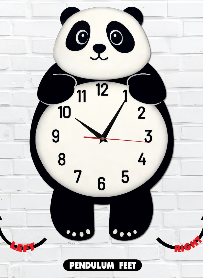 A high-quality, stylish panda-shaped pendulum wall clock with cheerful colors and a gentle movement; easy to install and suitable for various uses and decors. - Image 1